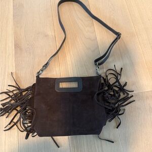 Fringe Brown Suade Shoulder Bag